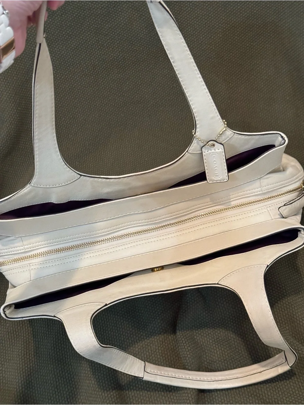 Coach Lexi F18829 White Leather Large Satchel Shoulder Bag